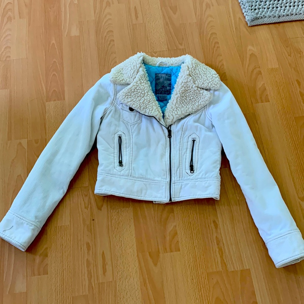 BB Dakota Cropped Jacket - white corduroy